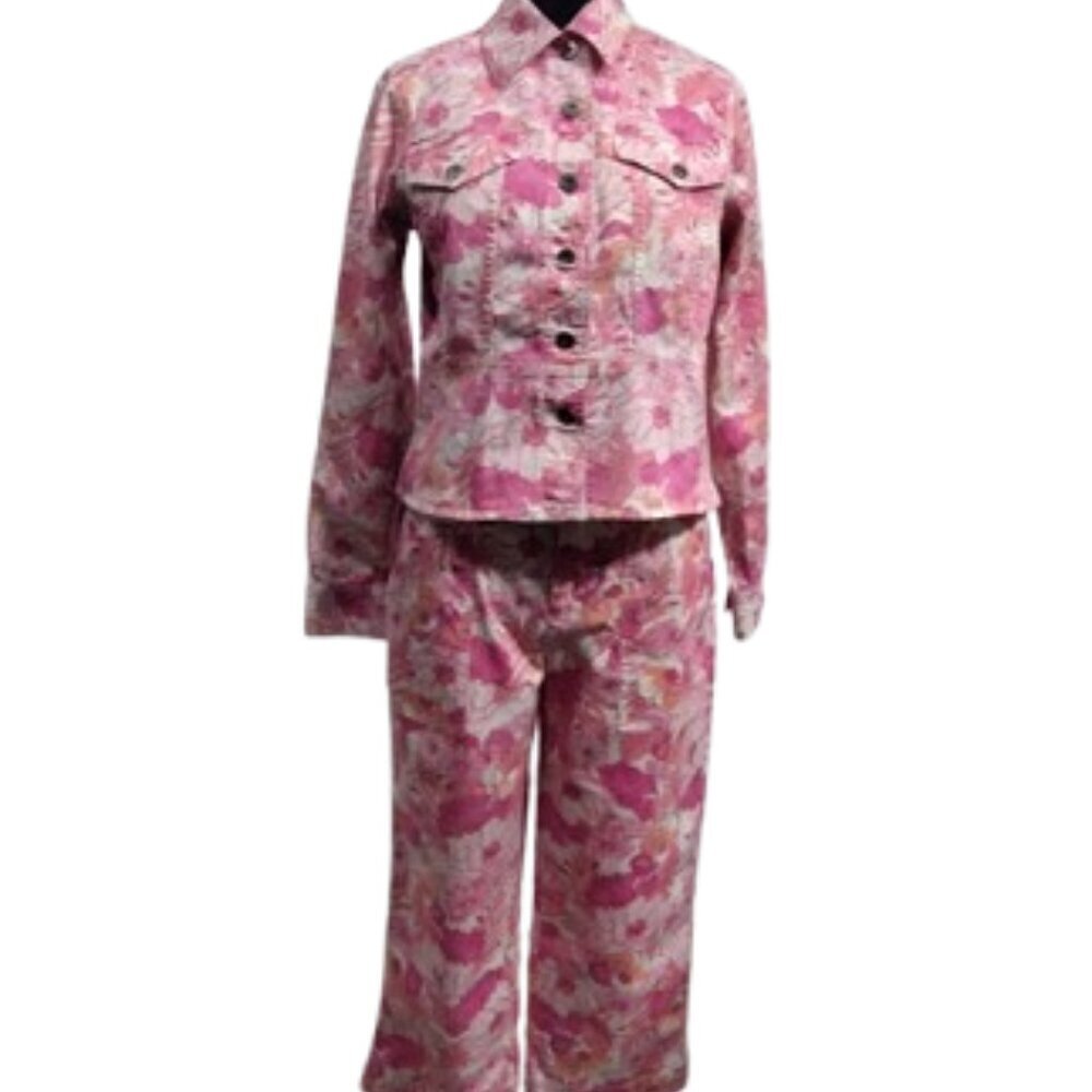Liz Claiborne Pink Floral Capris Jumpsuit Set